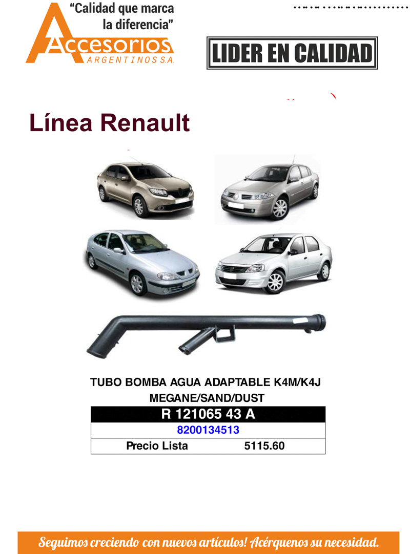 Tubo bomba de agua adaptable K4M/K4J 