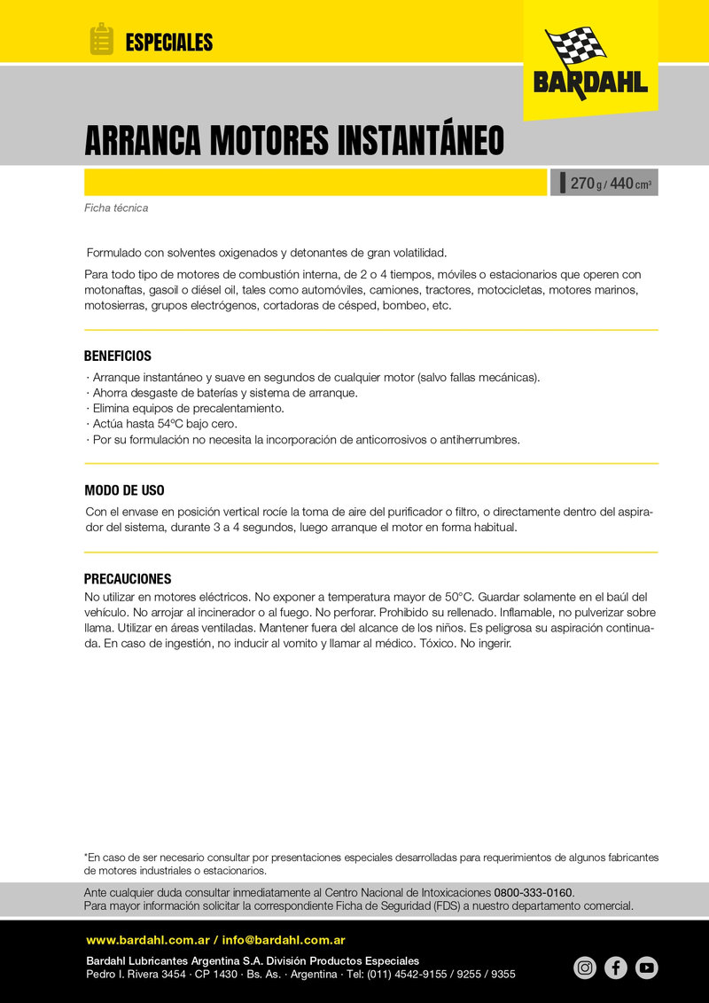 Arranca motores instantáneo para todo tipo de motor