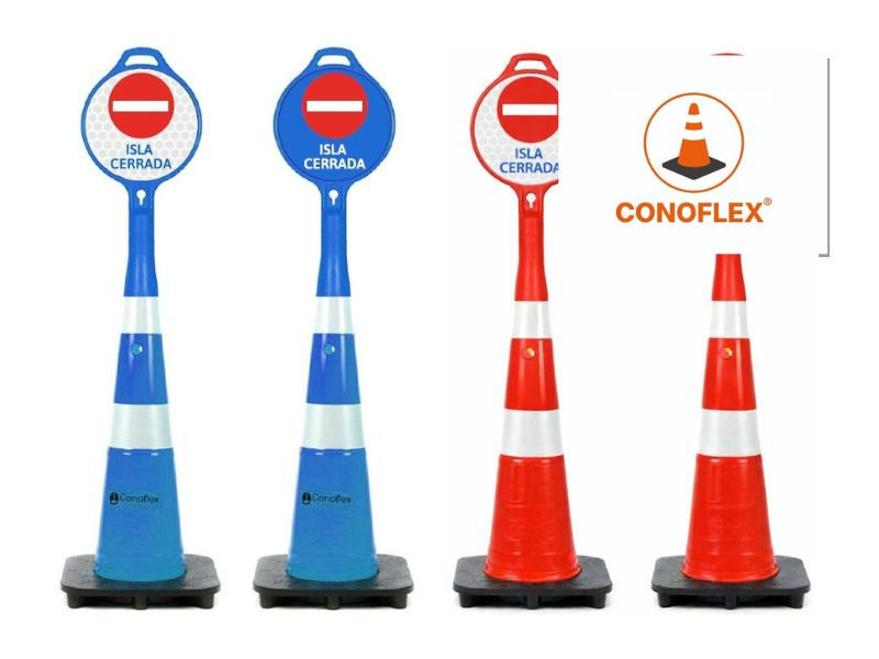 Cono rutero semiflexible 90 cm + cartel 