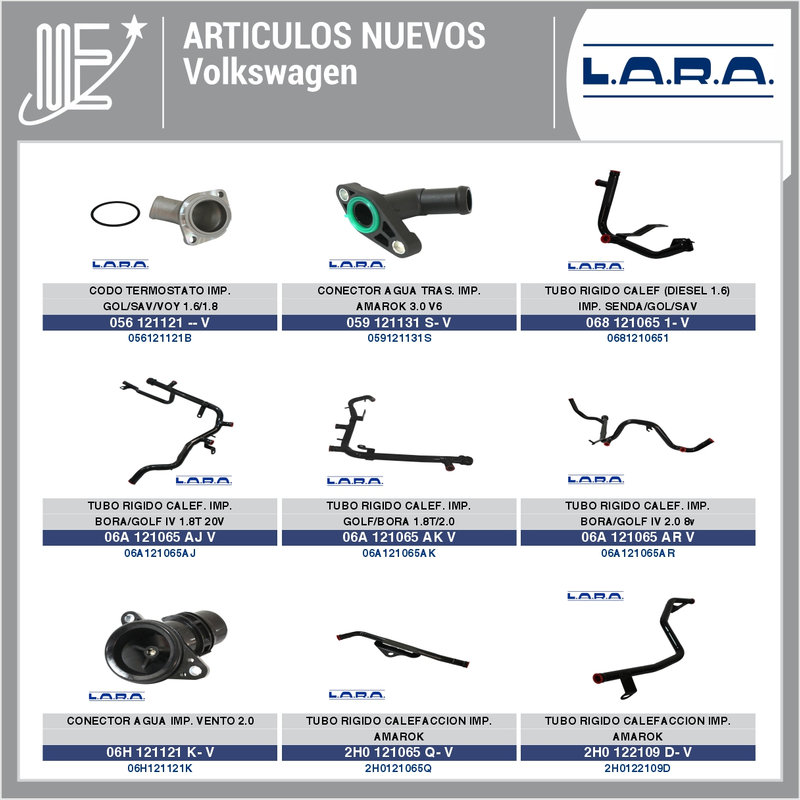 Nuevos repuestos LARA para Peugeot, Renault, Toyota y VW