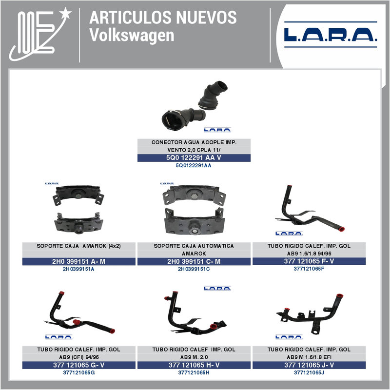 Nuevos repuestos LARA para Peugeot, Renault, Toyota y VW